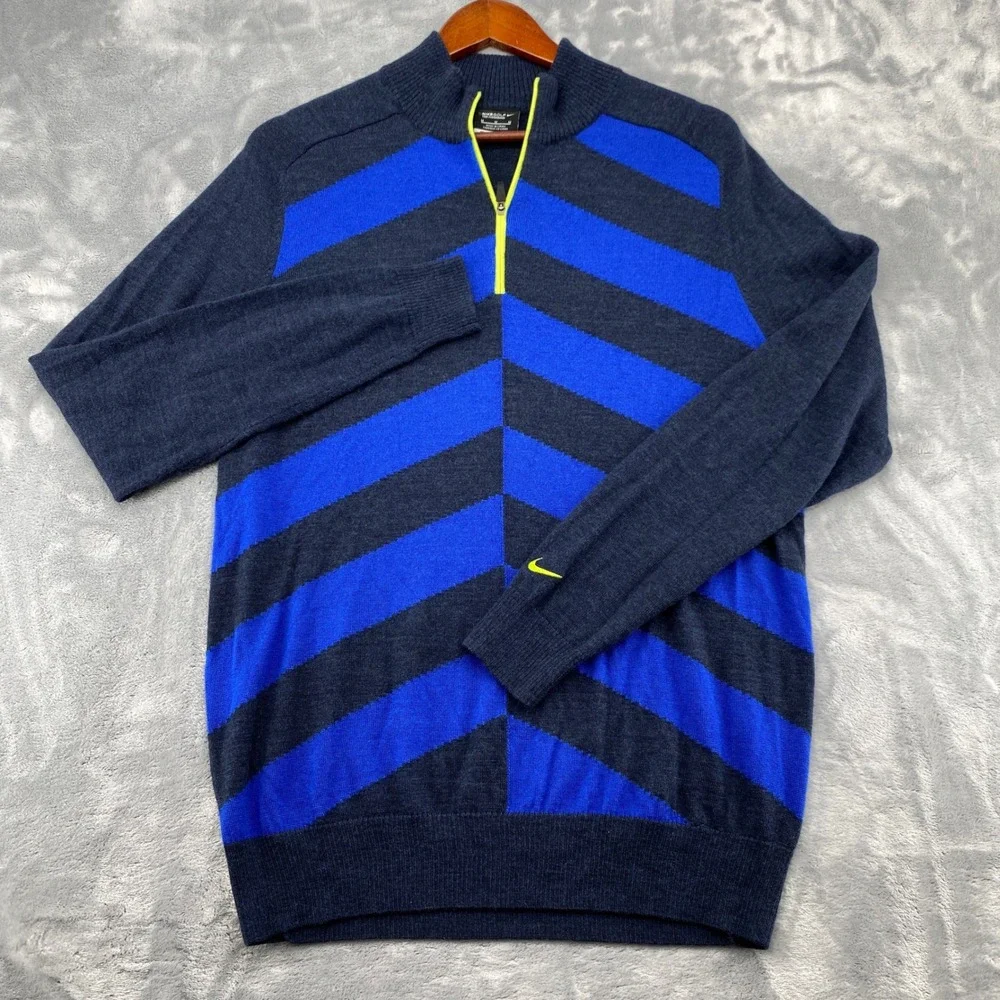 Nike Golf Tour Performance Mens Medium Merino Wool Blend 1/4 Zip Sweater 482195